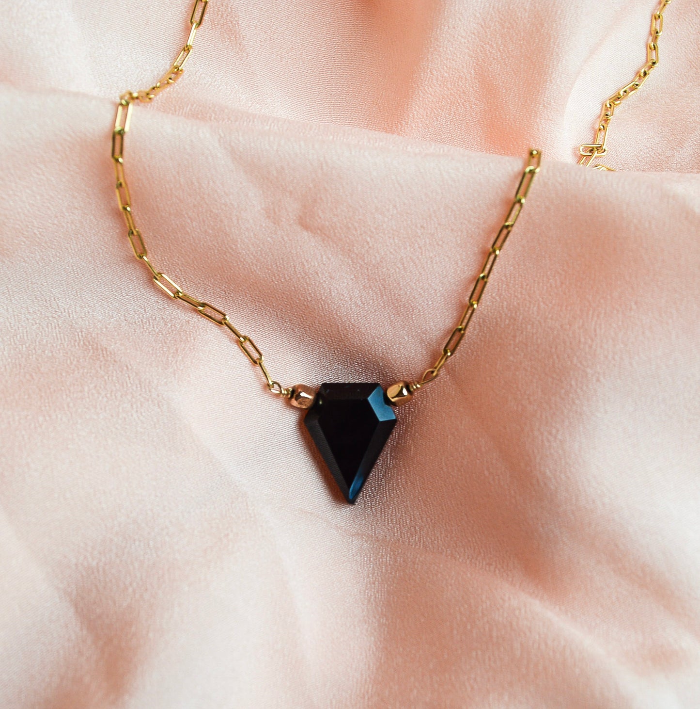 Natural Black Tourmaline Crystal Gold-Filled Necklace - Protection Amulet Jewelry